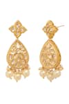 Shop_Minaki_White Pearls, Diamonds Kundan Polki Embellished Dangler Earrings _at_Aza_Fashions