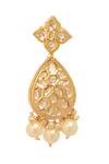 Minaki_White Pearls, Diamonds Kundan Polki Embellished Dangler Earrings _Online_at_Aza_Fashions