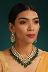 Buy_Minaki_Green Beads, Metallic Thread Embellished Necklace Set _at_Aza_Fashions