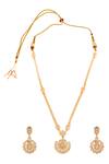 Shop_Minaki_Gold Plated Diamonds, Stones Embellished Pendant Necklace Set _at_Aza_Fashions
