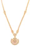 Minaki_Gold Plated Diamonds, Stones Embellished Pendant Necklace Set _Online_at_Aza_Fashions
