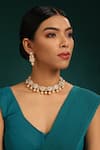Buy_Minaki_Gold Plated Pearls, Diamonds, Stones Embroidered Choker Necklace Set _at_Aza_Fashions