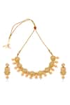 Shop_Minaki_Gold Plated Pearls, Diamonds, Stones Embroidered Choker Necklace Set _at_Aza_Fashions