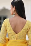 ASRUMO_Yellow Silk Organza Embroidery Thread Flower Saree With Unstitched Blouse Piece _Online_at_Aza_Fashions