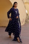 Buy_ASRUMO_Blue Georgette Hand Tie-dyed And Embroidered Bandhej Tie & Dye Anarkali Set _Online_at_Aza_Fashions