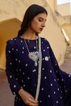 Shop_ASRUMO_Blue Georgette Hand Tie-dyed And Embroidered Bandhej Tie & Dye Anarkali Set _Online_at_Aza_Fashions