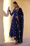 Buy_ASRUMO_Blue Georgette Hand Tie-dyed And Embroidered Bandhej Tie & Dye Anarkali Set _at_Aza_Fashions