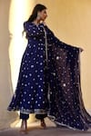 Buy_ASRUMO_Blue Georgette Hand Tie-dyed And Embroidered Bandhej Tie & Dye Anarkali Set _Online_at_Aza_Fashions