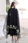 Shop_ASRUMO_Black Muslin Hand Embroidered Aari Work Notched Anarkali Pant Set With Dupatta _at_Aza_Fashions