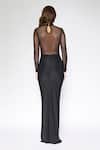 Shop_Deme By Gabriella_Black Net, Lycra High Neck Draped Sheer Panel Dress _at_Aza_Fashions