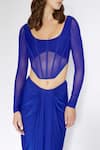 Buy Deme By Gabriella Blue Net, Lycra Round Neck Sheer Corset Top With Skirt Online at Aza Fashions Buy_Deme By Gabriella_Blue Net, Lycra Round Neck Sheer Corset Top With Skirt _Online_at_Aza_Fashions