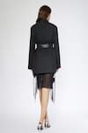 Shop_Deme By Gabriella_Black Net, Microfiber Applique Solid Blazer With Skirt _at_Aza_Fashions