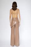 Shop_Deme by Gabriella_Beige Sequins Embroidered Jacket Lapel Crop Blazer Draped Pant Set 