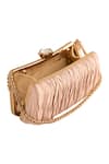 Samyukta Singhania_Beige Textured Crushed Pleated Box Clutch _Online