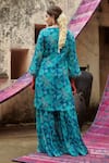 KARAJ JAIPUR_Blue Kurta And Pant Chinnon Embroidered Sequin Round & Patti Gharara Set _Online_at_Aza_Fashions