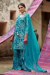 Buy_KARAJ JAIPUR_Blue Kurta And Pant Chinnon Embroidered Sequin Round & Patti Gharara Set 