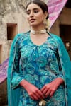 Shop_KARAJ JAIPUR_Blue Kurta And Pant Chinnon Embroidered Sequin Round & Patti Gharara Set _at_Aza_Fashions