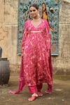 Buy_KARAJ JAIPUR_Pink Kurta Chinnon Embroidered Sequin V Neck And Gota Pant Set _Online_at_Aza_Fashions