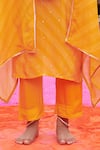 Buy_KARAJ JAIPUR_Yellow Kurta Crepe Embroidered Mirror Round V And Bead Pant Set _Online_at_Aza_Fashions