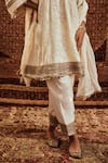 Shop_Roze_White Pure Chanderi Embroidered Paisley V Neck Saba Anarkali Dhoti Pant Set _Online_at_Aza_Fashions