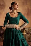 Shop_Roze_Green Kurta And Churidar- Pure Chanderi Embellished Sahiba Tiered Anarkali Set _Online_at_Aza_Fashions