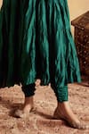 Buy_Roze_Green Kurta And Churidar- Pure Chanderi Embellished Sahiba Tiered Anarkali Set 