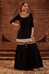 Roze_Black Kurta And Sharara Pure Chanderi Embellished Lace U Neck Sultana Set _Online_at_Aza_Fashions