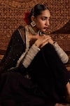 Shop_Roze_Black Kurta And Sharara Pure Chanderi Embellished Lace U Neck Sultana Set _Online_at_Aza_Fashions