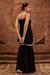 Shop_Roze_Black Kurta And Sharara Pure Chanderi Embellished Lace Sultana Strappy Set _at_Aza_Fashions