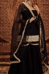 Shop_Roze_Black Kurta And Sharara Pure Chanderi Embellished Lace Sultana Strappy Set _Online_at_Aza_Fashions