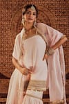 Shop_Roze_Pink Chanderi, Organza Lace, Sultana Border Embellished Kurta Sharara Set _at_Aza_Fashions