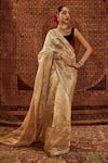 Buy_Roze_Gold Organza Tissue Zaina Saree With Unstitched Blouse Piece _at_Aza_Fashions