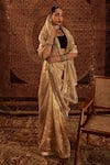 Roze_Gold Organza Tissue Zaina Saree With Unstitched Blouse Piece _at_Aza_Fashions