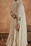 Shop_Roze_White Kurta Chanderi Embroidery Round Anam Anarkali Set _at_Aza_Fashions