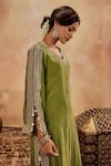 Roze_Green Kurta Mukaish Chanderi Embroidery Sequin Falak Embellished With Pant _at_Aza_Fashions