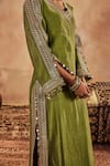 Buy_Roze_Green Kurta Mukaish Chanderi Embroidery Sequin Falak Embellished With Pant 