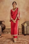 Buy_Roze_Pink Kurta Mukaish Chanderi Embroidery Sequin Falak Embellished With Pant _Online_at_Aza_Fashions