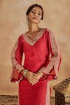 Buy_Roze_Pink Kurta Mukaish Chanderi Embroidery Sequin Falak Embellished With Pant 