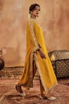 Roze_Yellow Kurta Mukaish Chanderi Embroidery Sequin Lace V Falak With Pant _Online_at_Aza_Fashions