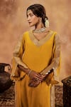 Shop_Roze_Yellow Kurta Mukaish Chanderi Embroidery Sequin Lace V Falak With Pant _Online_at_Aza_Fashions