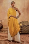 Buy_Roze_Yellow Kaftan Mukaish Chanderi Embroidery Iqra Embellished With Palazzo _at_Aza_Fashions