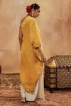 Shop_Roze_Yellow Kaftan Mukaish Chanderi Embroidery Iqra Embellished With Palazzo _at_Aza_Fashions