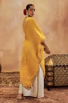 Buy_Roze_Yellow Kaftan Mukaish Chanderi Embroidery Iqra Embellished With Palazzo _Online_at_Aza_Fashions