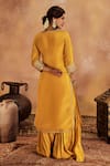 Shop_Roze_Yellow Kurta And Sharara Soft Tissue Embroidery Kiran Lace Boat Kainat Set _at_Aza_Fashions