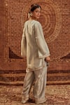 Shop_Roze_Grey Kurta And Pant Soft Tissue Embroidery Lace Nadia Tikki Embellished Set _at_Aza_Fashions