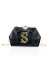 Shop_Isharya_Black Enamel Arya Embellished Clutch_Online_at_Aza_Fashions