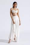 Buy_Aroka_White Modal Satin Plain Dove Pleated Draped Skirt _at_Aza_Fashions