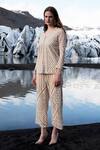 Shop_Dash And Dot_Beige Nylon Embroidery Straight Pant _at_Aza_Fashions