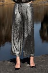 Buy_Dash and Dot_Silver 100% Polyester Embellished Sequins Straight Pant  _Online_at_Aza_Fashions