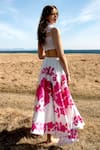 Shop_Dash and Dot_White 100% Polyester Printed Floral High Lace Crop Top And Skirt Set  _at_Aza_Fashions